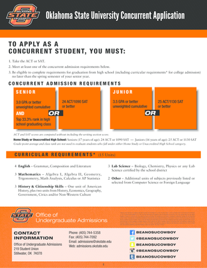 Oklahoma State University Concurrent Application