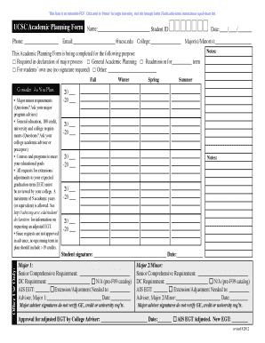 UCSC Academic Planning Form