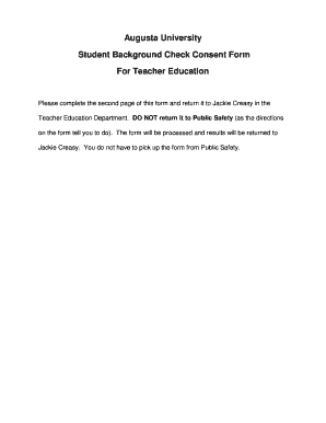 Augusta University Student Background Check Consent Form