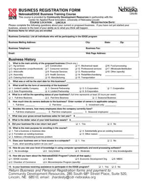NebraskaEDGE Business Registration Form