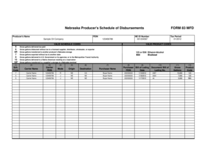 Nebraska Producer's Schedule of Disbursements Form 83 MFD