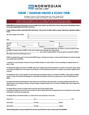 Norwegian Cruise Line Minor Travel Consent Form