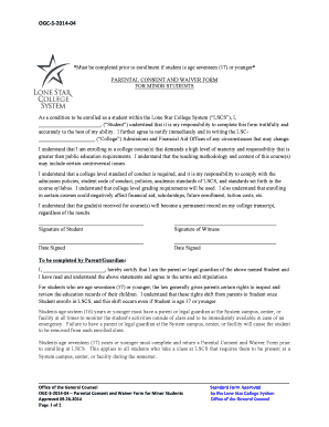 Parental Consent and Waiver Form for Minor Students