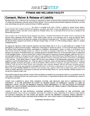 Fitness Facility Liability Waiver