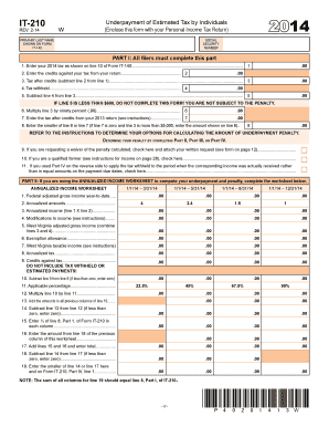 West Virginia IT-210 Underpayment of Estimated Tax
