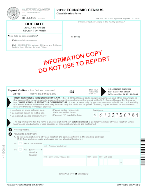 2012 Economic Census Form RT-44190