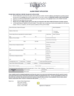 Alarm Permit Application