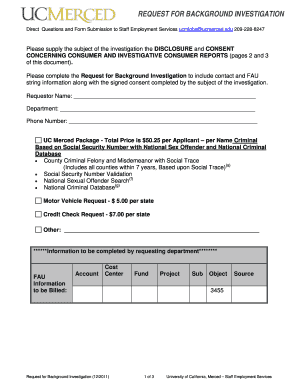 Request for Background Investigation