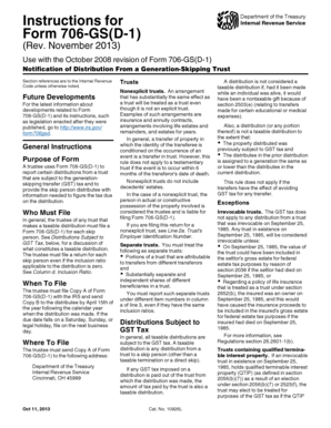 Form 706-GS(D-1) Notification of Distribution From a Generation-Skipping Trust