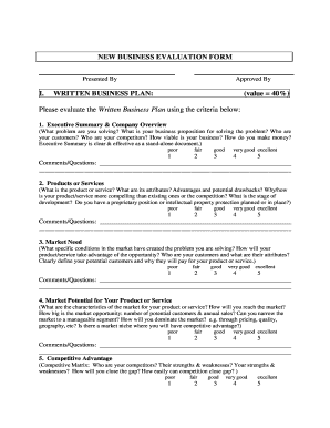 New Business Evaluation Form