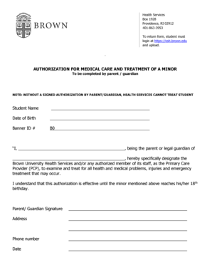 Authorization for Medical Care of a Minor