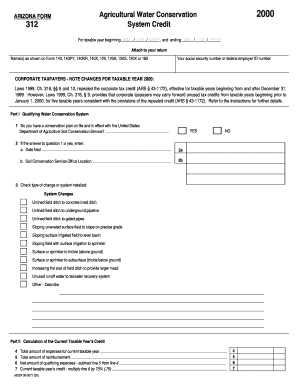 Arizona Agricultural Water Conservation Tax Credit Form 2000