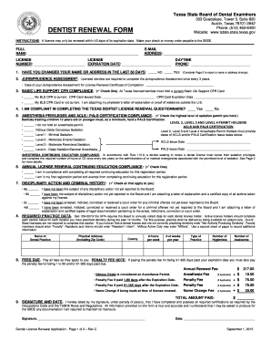 Texas Dentist License Renewal Form