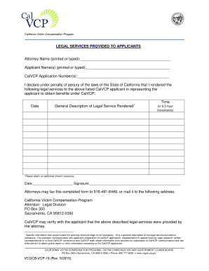 California Victim Compensation Program Attorney Fee Verification Form