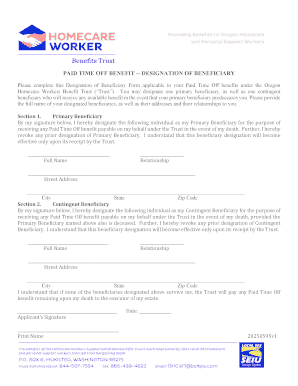 Oregon Homecare Workers Benefit Trust Beneficiary Designation Form