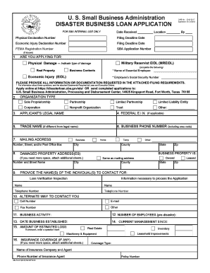 Disaster Business Loan Application