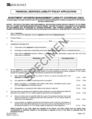 Financial Services Liability Policy Application