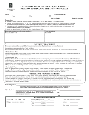 California State University Petition to Discount First U/WU Grade