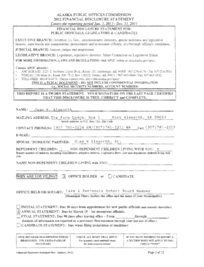 Alaska Financial Disclosure Statement