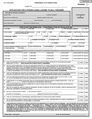 Pennsylvania Firearms License Application