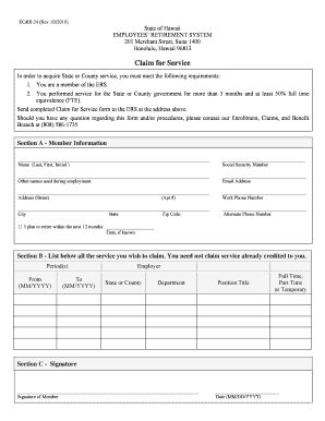 Hawaii ERS Claim for Service Form
