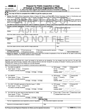 IRS Form 4506-A Request for Public Inspection or Copy