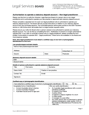 Authorisation to Operate Statutory Deposit Account