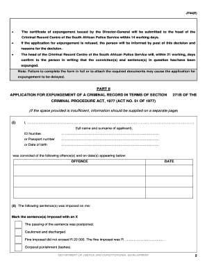 South Africa Criminal Record Expungement Application