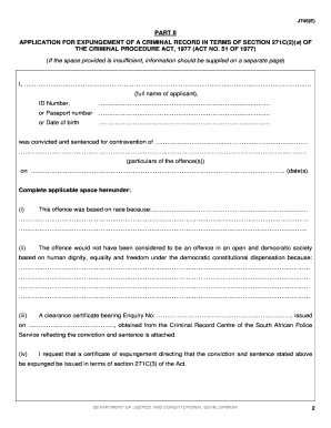South Africa Criminal Record Expungement Application