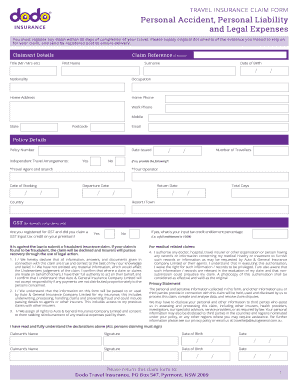Travel Insurance Claim Form