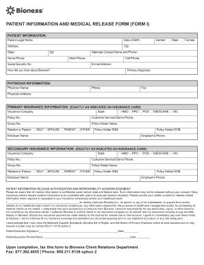 Patient Information and Medical Release Form