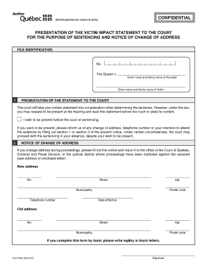 Victim Impact Statement for Sentencing