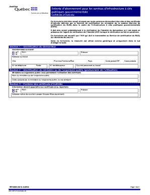 Formulaire de demande de clés et de certificats d’individu