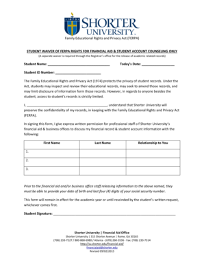 FERPA Waiver for Financial Aid