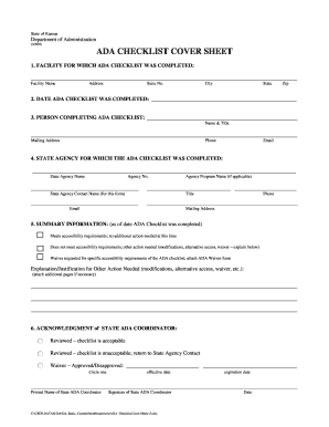 ADA Checklist Cover Sheet