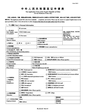 China Visa Application Form