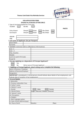 Dubai Tourist Visa Application Form