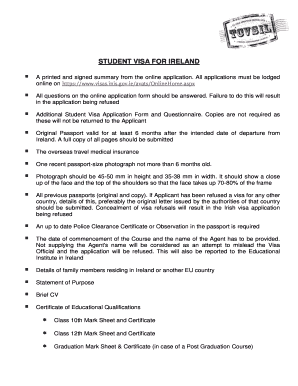 Fillable Online STUDENT VISA FOR IRELAND Fax Email Print - pdfFiller