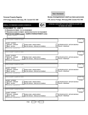 Personal Property Registry Financing Statement