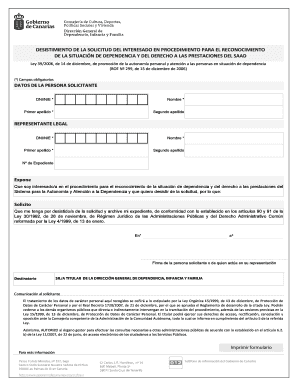 Desistimiento de la solicitud del interesado en procedimiento para el reconocimiento de la situación de dependencia