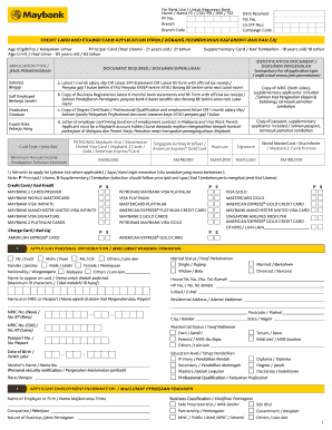 Maybank Credit Card Application Form