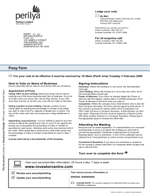 Proxy Form for Perilya Limited