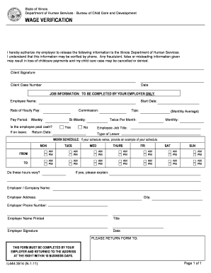 Illinois Wage Verification Form