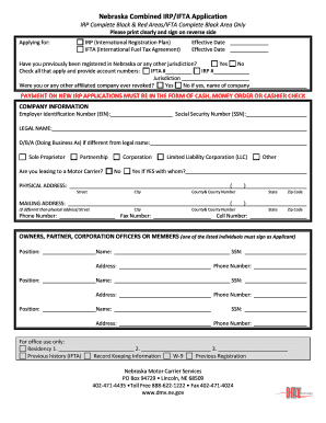 Nebraska Combined IRP/IFTA Application