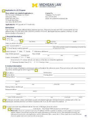 University of Michigan Law School J.D. Application