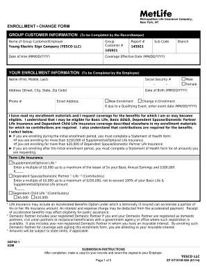 MetLife Employee Enrollment Form