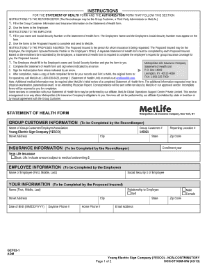 MetLife Statement of Health Form