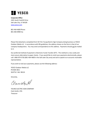 IRS Form W-9 for YESCO Outdoor Media LLC