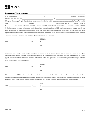 Assignment of Lease Agreement