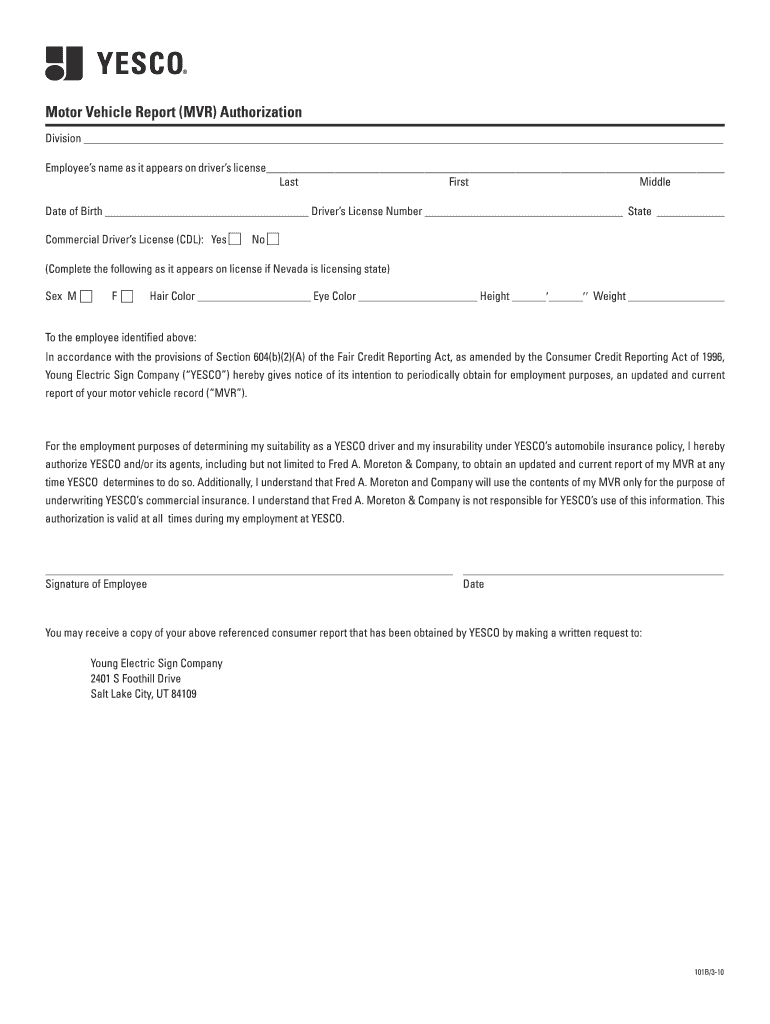 Fillable Online Motor Vehicle Report Auth. Fax Email Print pdfFiller